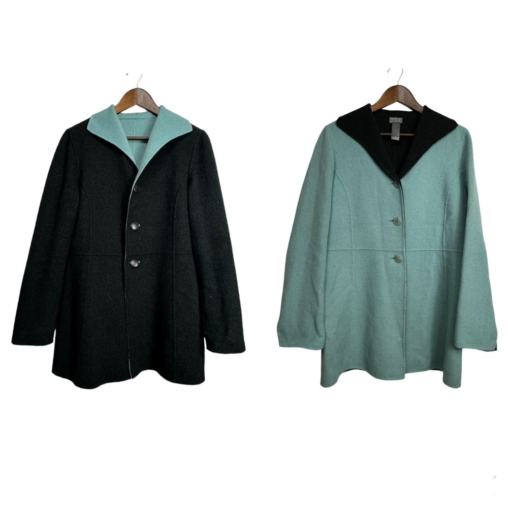 Sigrid Olsen reversible‎ gray blue wool angora jacket coat